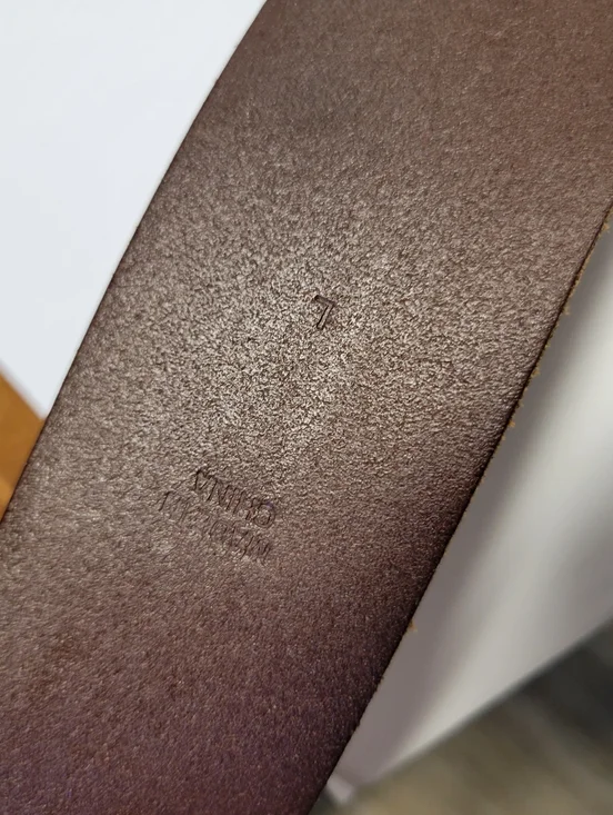 Ralph Lauren Brown Leather Belt L Genuine Leather Large Brass Buckle Vintage - Picture 4 of 8